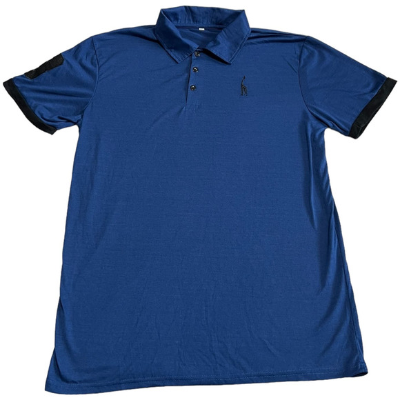 Apaelea Blue and Black Three Button Front Polo, Size XXL - Picture 1 of 5